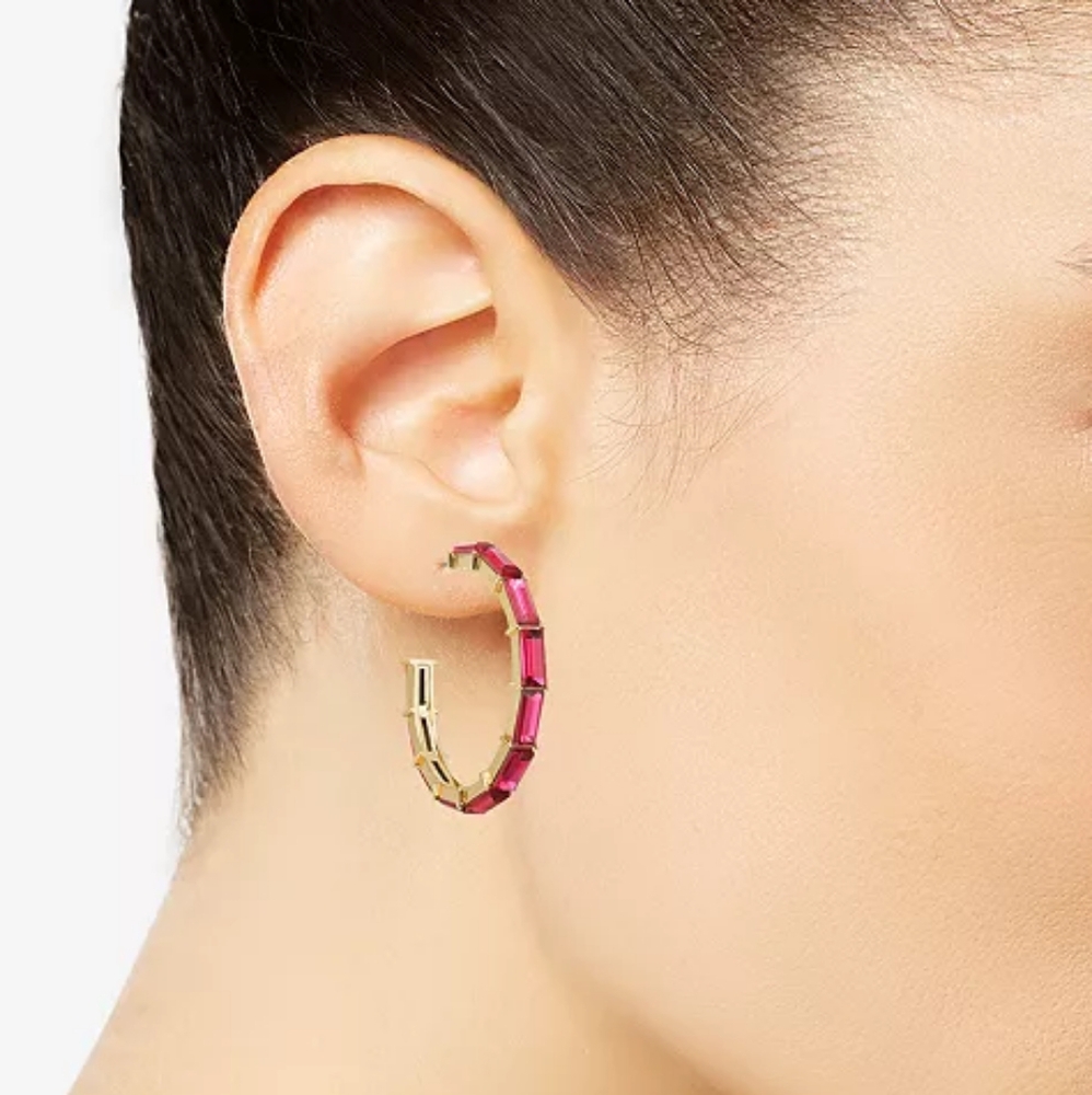 Pink crystal hoop earrings